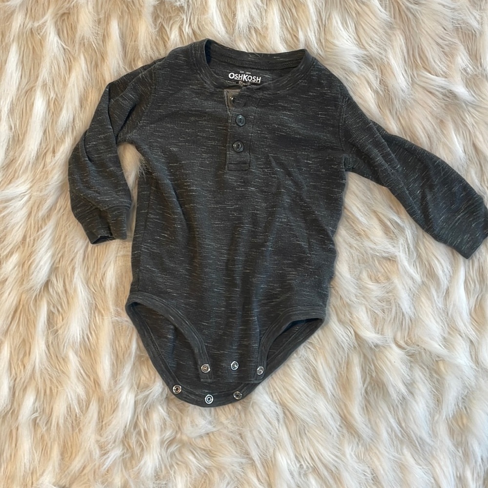 Heathered Gray Henley Onesie